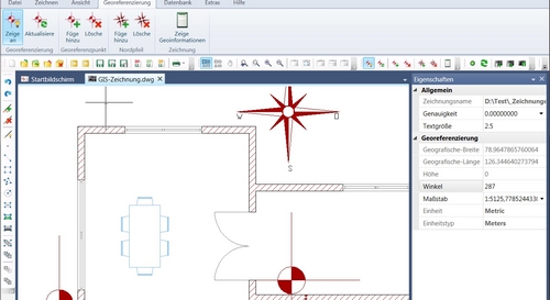 GIS system for the calculation of geodata in CAD plans